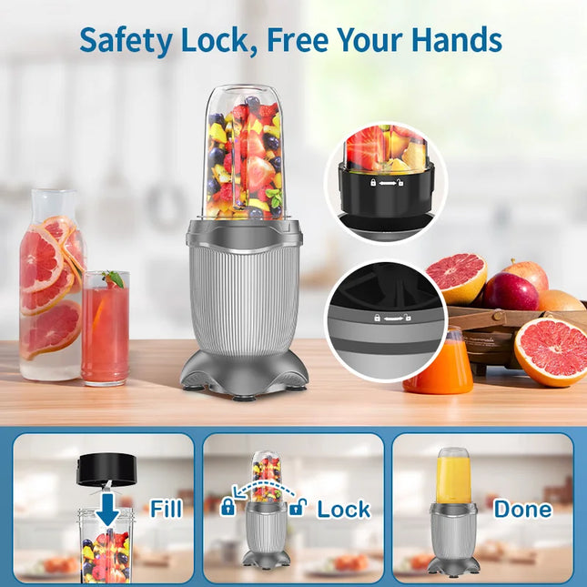 Portable 450W Personal Blender - Easy Cleaning for Smoothies & Shakes