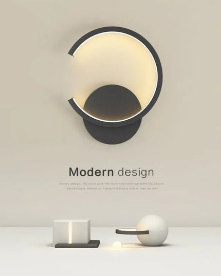 Modern LED Wall Light - Black & White Semicircle Design for Home