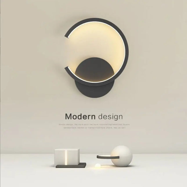 Modern LED Wall Light - Black & White Semicircle Design for Home