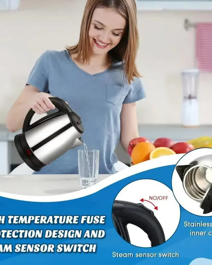 Stainless Steel Electric Kettle 2L - Hot Water Boiler for Tea & Coffee