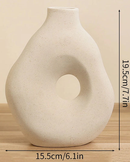 Nordic Ceramic Vase - Circular Hollow Donut Style for Home Decor