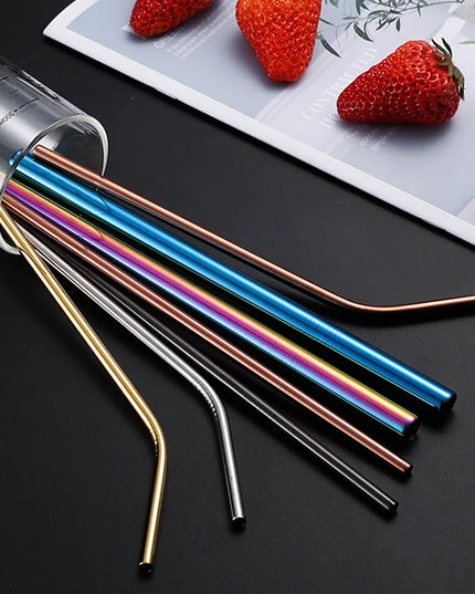 3pcs Reusable Stainless Steel Drinking Straws - Dishwasher Safe Set