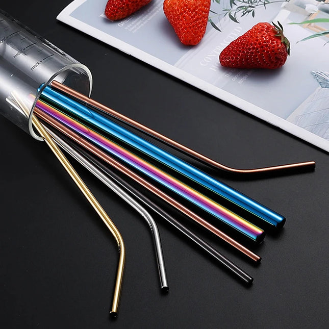 3pcs Reusable Stainless Steel Drinking Straws - Dishwasher Safe Set