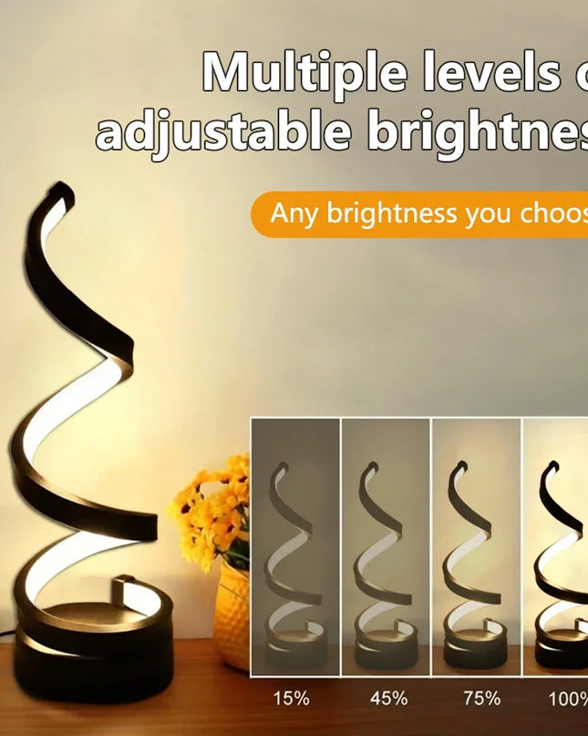 MeeToo Dimmable LED Spiral Table Lamp - Modern Night Light for Bedroom