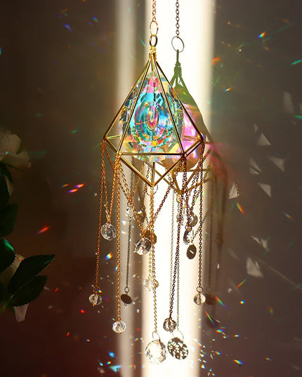 Sun Catchers Crystal Pendant Window Wind Chime Star Moon Light Catchers Rainbow Chaser Plated Colorful Hanging Drop Garden Decor