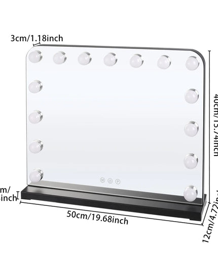 Modishion HD LED Makeup Mirror - 15 Bulbs, 3 Dimming Modes