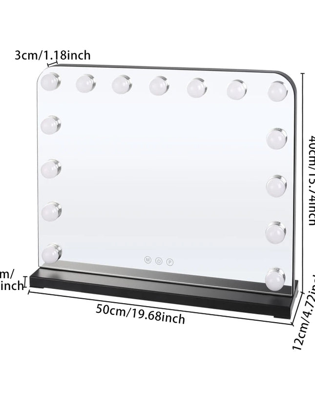 Modishion HD LED Makeup Mirror - 15 Bulbs, 3 Dimming Modes
