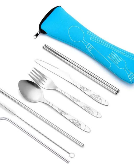 Portable Stainless Steel Dinnerware Set - 3Pcs/4Pcs/7Pcs Cutlery Kit