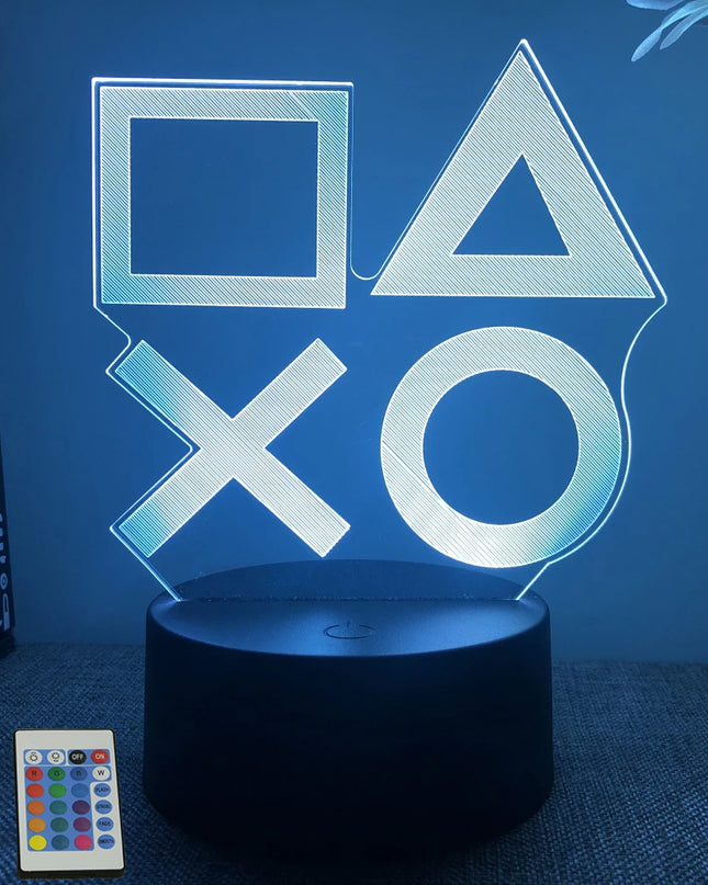Neon Gamer 3D LED Night Light - RGB Cartoon Lamp for Bedroom