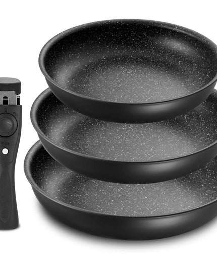 Fadware Non-Stick Frying Pan Set - Removable Handle, Induction Safe
