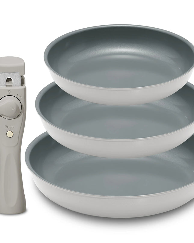 Non-Stick Frying Pan Set - 20/24/28 cm Removable Handles, Induction Compatible