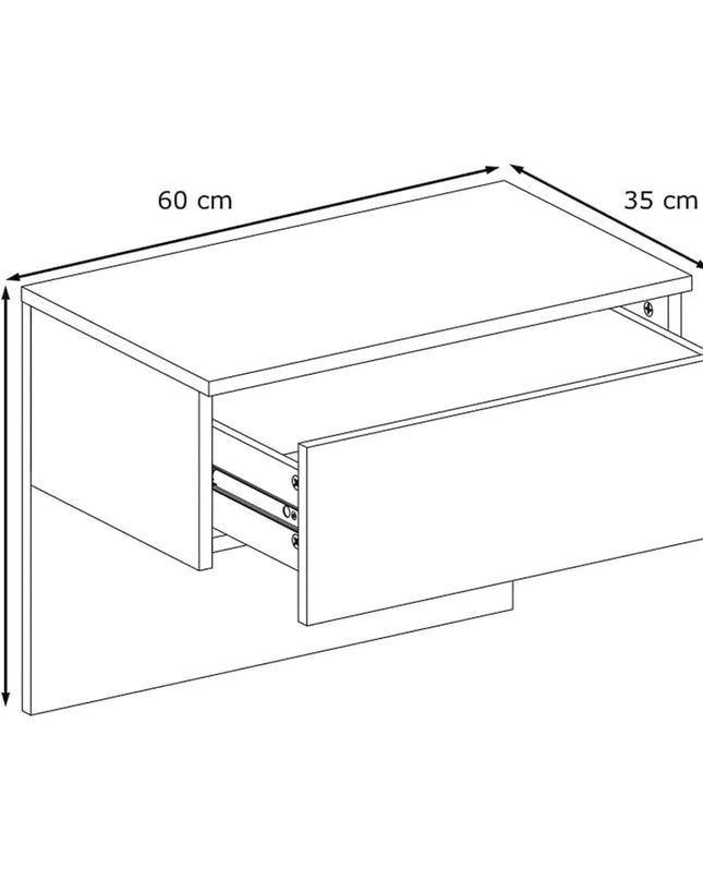 Modern Floating Bedside Table with RGB LED Lights - Cream White