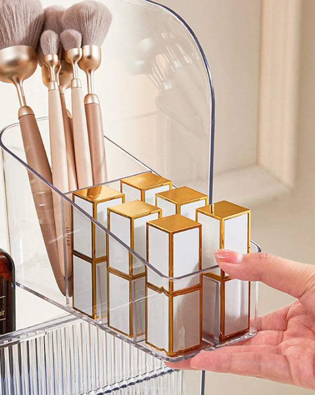 Modishion 3-Layer Transparent Makeup Rack - Durable Beauty Storage Box