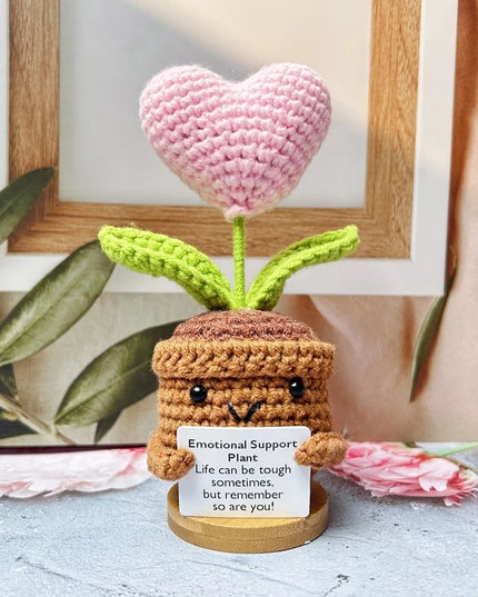 Handmade Crochet Sunflower Decor - Wool Potted Ornament for Auto Interior