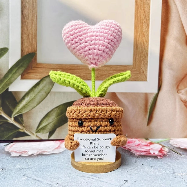 Handmade Crochet Sunflower Decor - Wool Potted Ornament for Auto Interior