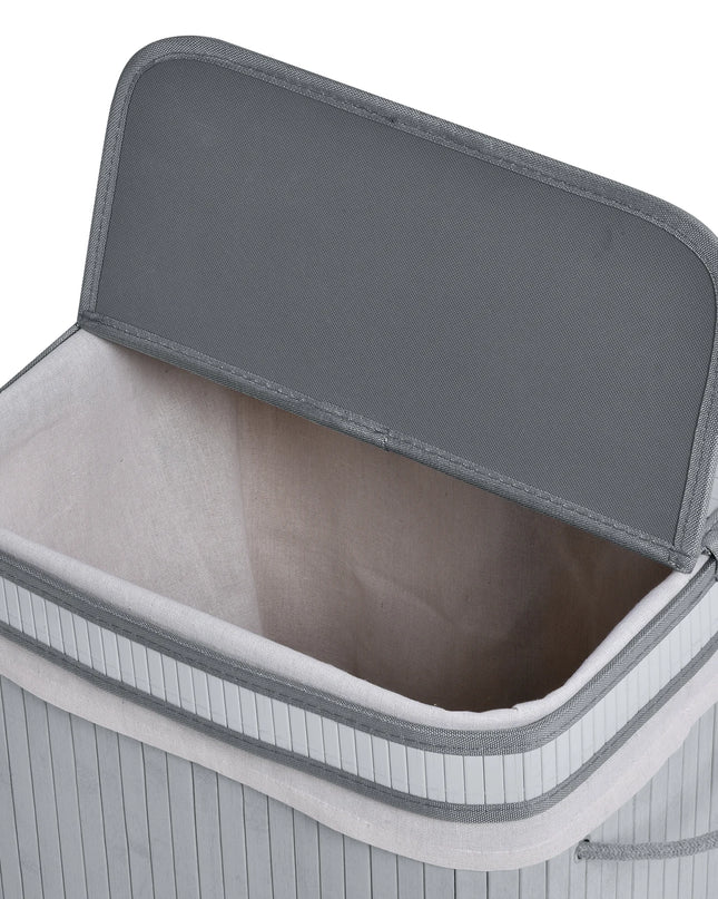 HOMCOM 70L Wood Laundry Basket with Flip Lid and Removable Lining