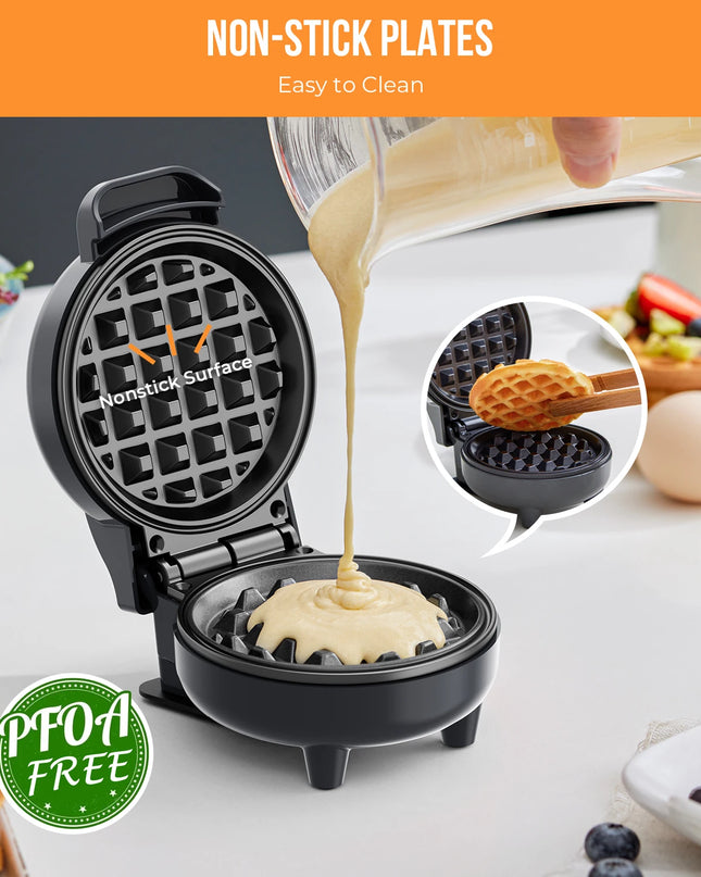 BLAZANT Mini Waffle Maker - Compact Nonstick Design for Quick Breakfast