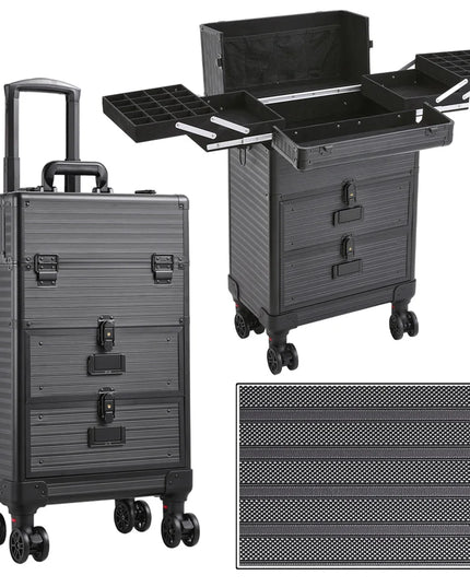 Modishion 3-in-1 Cosmetic Trolley Case - Portable Makeup Storage