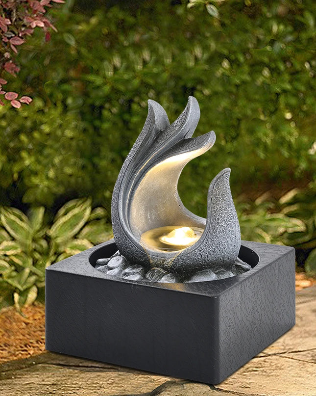 Voltsify Tabletop Resin Water Fountain with LED Light for Offices