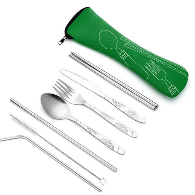 Portable Stainless Steel Dinnerware Set - 3Pcs/4Pcs/7Pcs Cutlery Kit