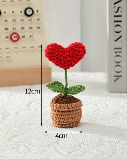 Handmade Crochet Flower Ornaments - Rose, Tulip, Daisy for Car Decor