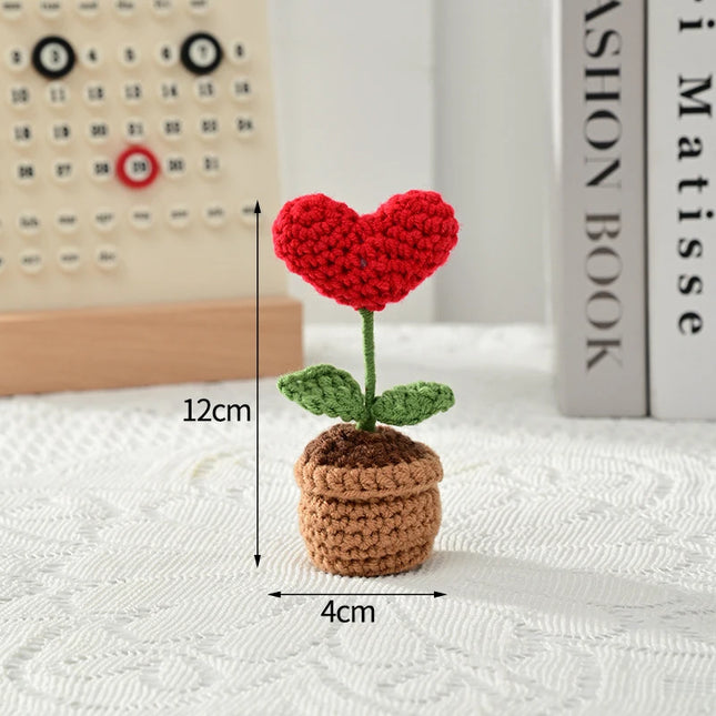 Handmade Crochet Flower Ornaments - Rose, Tulip, Daisy for Car Decor