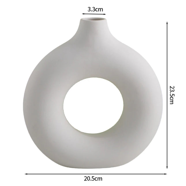 Nordic Ceramic Vase - Circular Hollow Donut Style for Home Decor