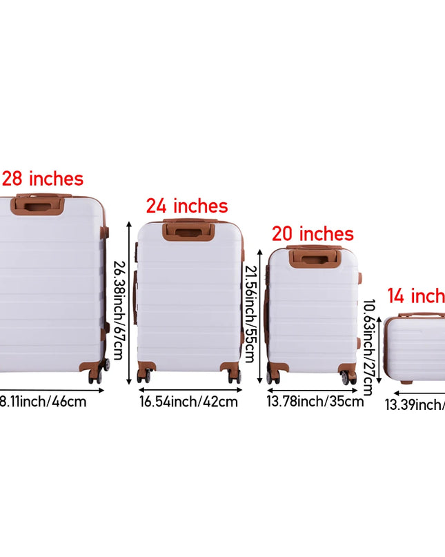 Modishion 4-Piece Carry-On Suitcase Set - Durable Hardshell Travel Trolley