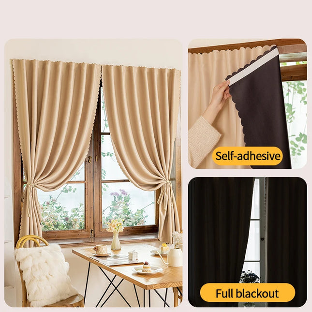 Simple Blackout Bedroom Curtains - High Shading, Self-Adhesive Design