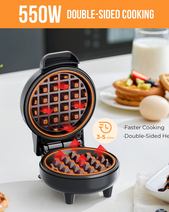 BLAZANT Mini Waffle Maker - Compact Nonstick Design for Quick Breakfast