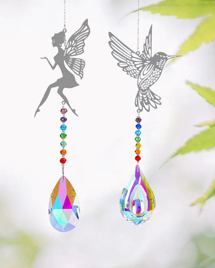 Crystal SunCatcher Prisms Hanging Rainbow Chaser Window Wind Chime Tree of Life Car Art Hanging Pendant Home Garden Decoration