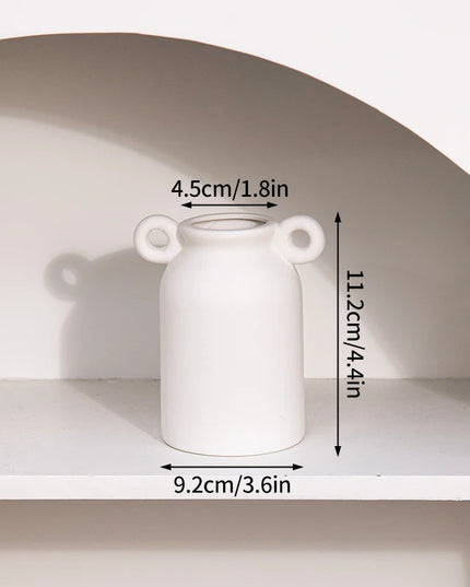 White Nordic Ceramic Flower Vase - Retro Style Decorative Plant Pot