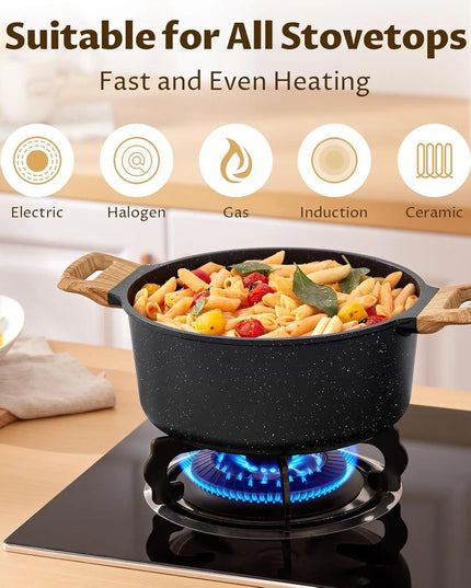 Bezia 10-Piece Induction Cookware Set - Non-Stick Granite, Eco-Friendly