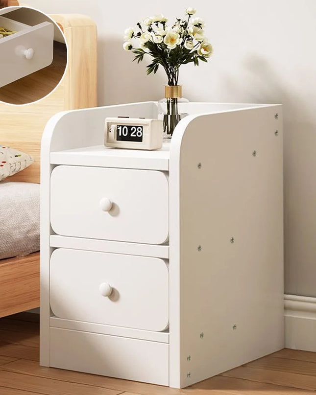 Modern Double Drawer Night Table - Sturdy Design, Small Footprint
