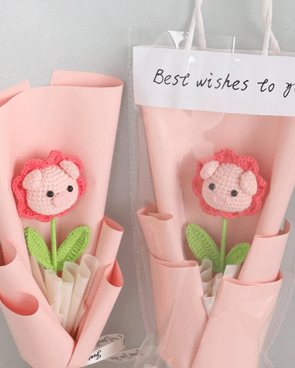 Hand-Knitted Crochet Flower Bouquet - Perfect Gift for Weddings & Graduations