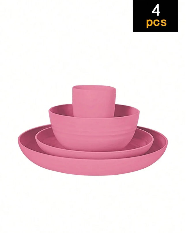 4/16/24pcs Reusable Tableware Set - Eco-Friendly Plates, Bowls, Cups