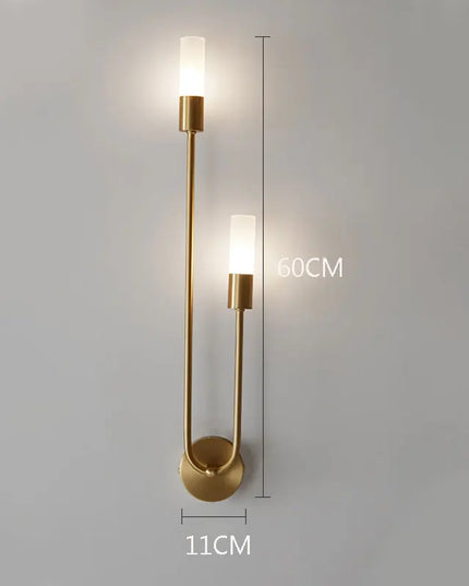 Nordic Brass LED Wall Lamp - Modern Copper Design for Bedroom