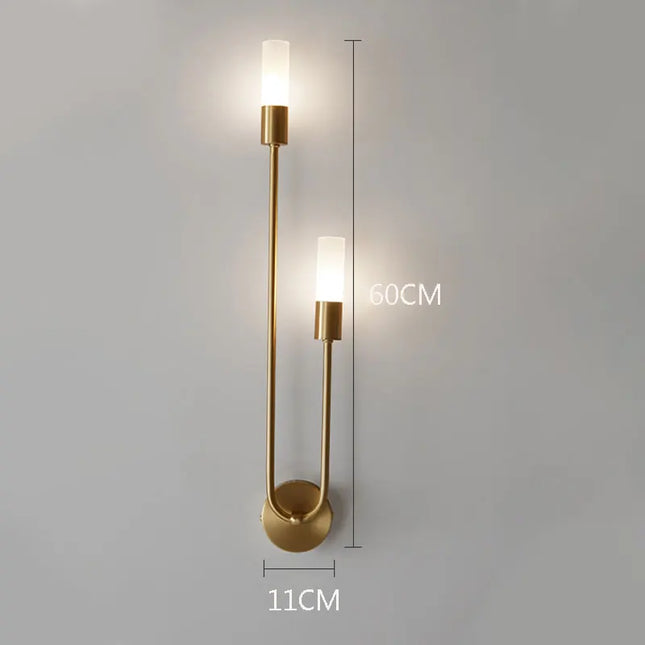 Nordic Brass LED Wall Lamp - Modern Copper Design for Bedroom