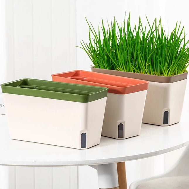Thickened Plastic Flower Pot - Self-Watering Double-Layer Design for Plants