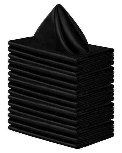12pcs Satin Cocktail Napkins - 30x30cm Hemstitched Table Decor