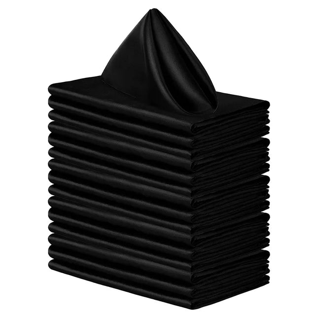 12pcs Satin Cocktail Napkins - 30x30cm Hemstitched Table Decor