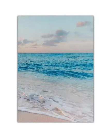 Seascape Blue Canvas Print - Modern Beach Landscape Wall Art Decor