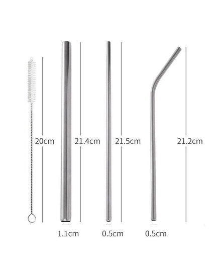 3pcs Reusable Stainless Steel Drinking Straws - Dishwasher Safe Set