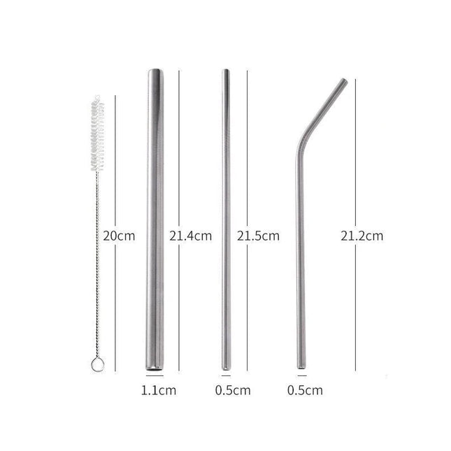 3pcs Reusable Stainless Steel Drinking Straws - Dishwasher Safe Set
