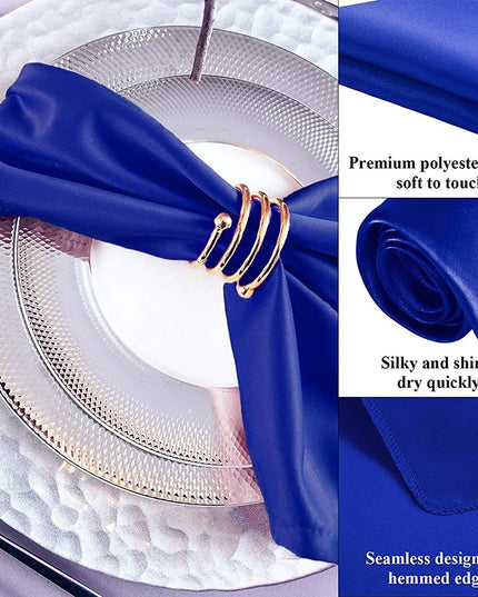 12pcs Satin Cocktail Napkins - 30x30cm Hemstitched Table Decor