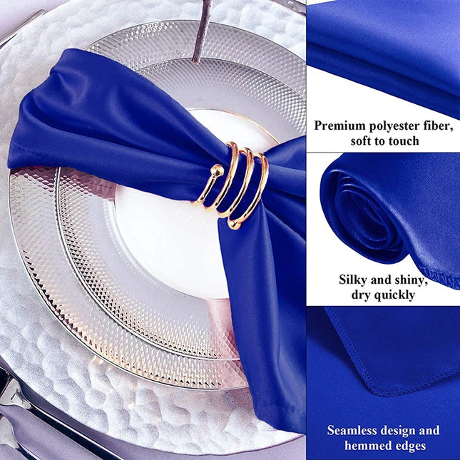 12pcs Satin Cocktail Napkins - 30x30cm Hemstitched Table Decor