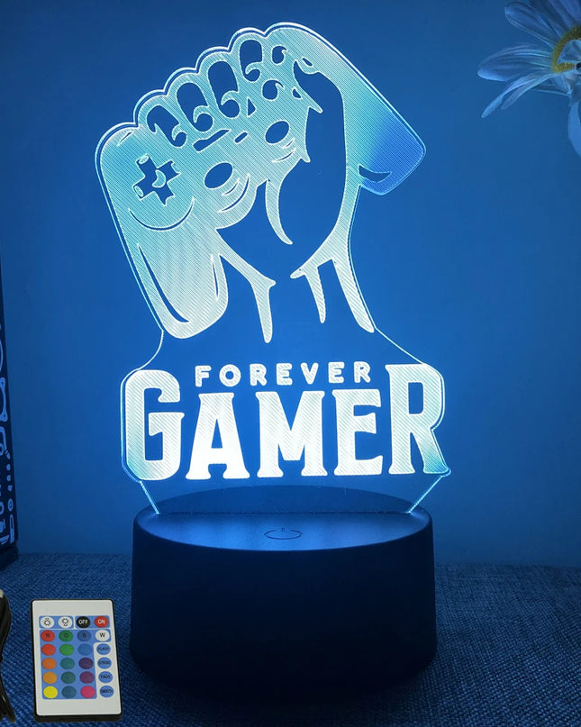 Neon Gamer 3D LED Night Light - RGB Cartoon Lamp for Bedroom