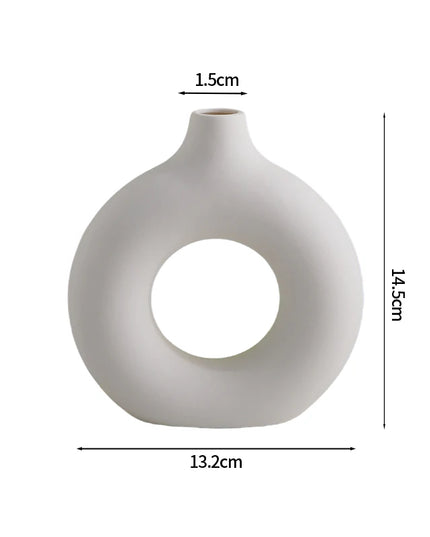 Nordic Ceramic Vase - Circular Hollow Donut Style for Home Decor