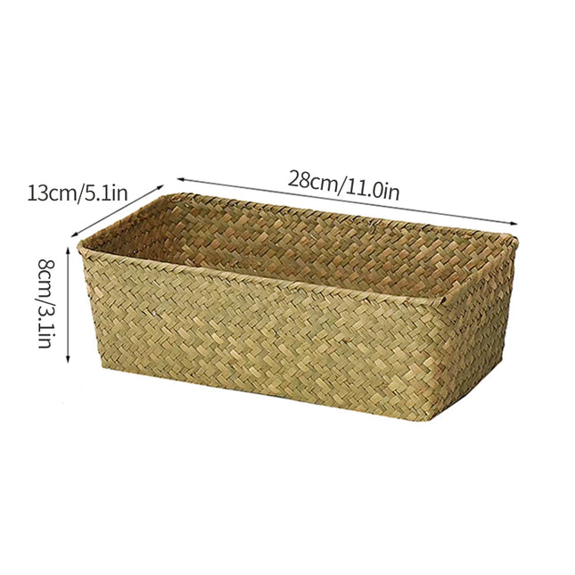 Handmade Woven Storage Basket - Eco-Friendly Picnic & Sundries Organizer
