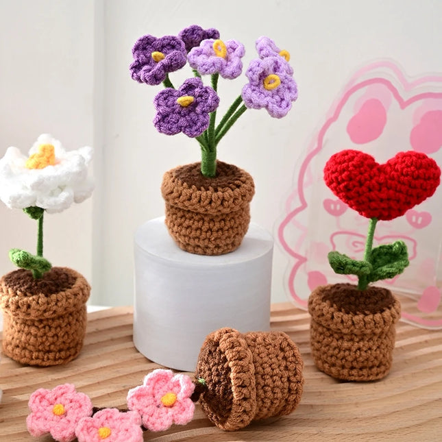 Handmade Crochet Flower Ornaments - Rose, Tulip, Daisy for Car Decor